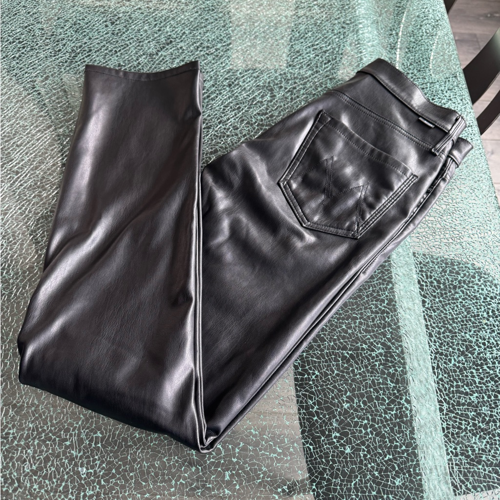 Mother Black Faux Leather Pants 29